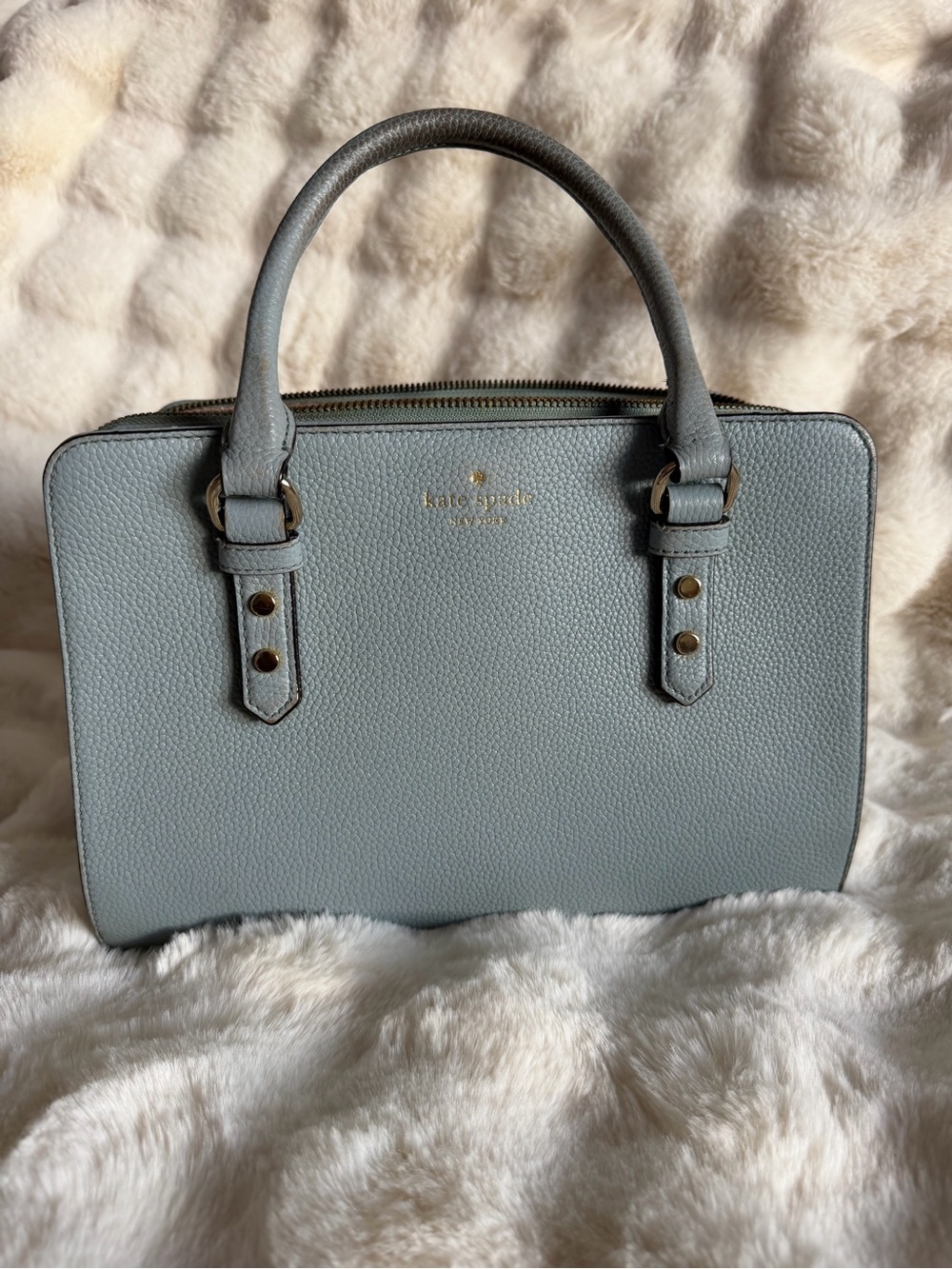 kate spade New York Pebbled Leather Satchel in Light Blue